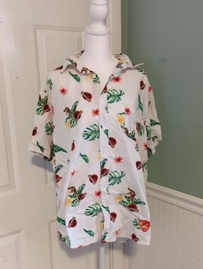 Men's Jurassic Park World Short-Sleeve Button-Up Shirt Large XL See Description